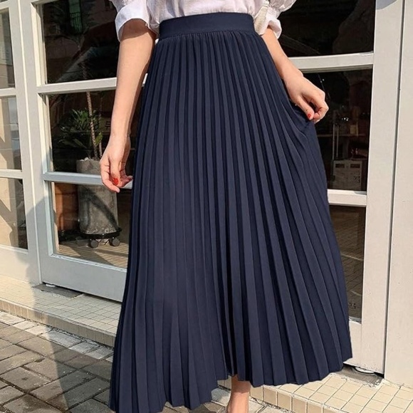 Xirena Farah Pleated Midi Skirt Navy L